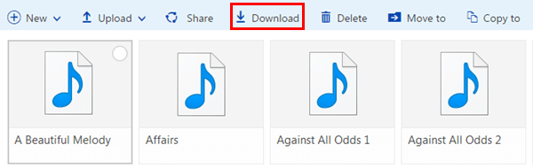 Music on OneDrive PC