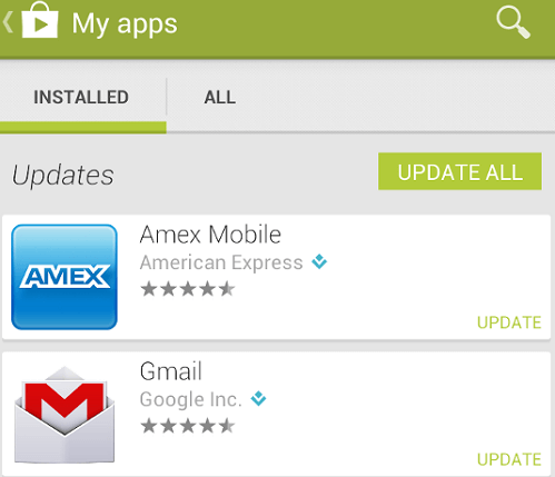Update Apps in Google Play Store