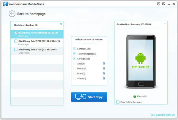 Move BlackBerry SMS to Android