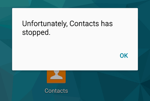 Contacts Has Stopped