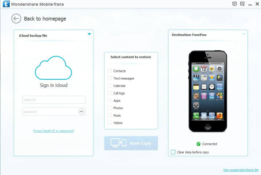 Transfer iCloud Music to iPhone