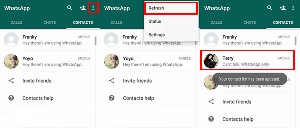 Refresh WhatsApp Contact List