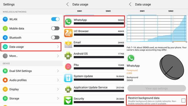 Restrict Background Data of WhatsApp