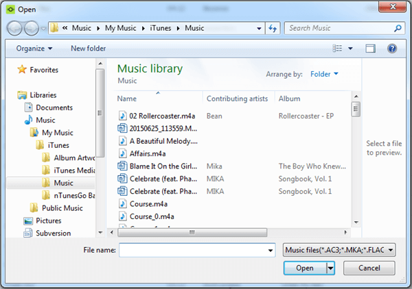 Select Music from PC